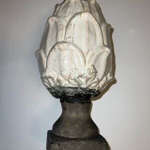 White Ceramic Artichoke Accent Sculpture for Modern Décor
